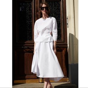 Zara white Poplin high waisted Midi Skirt